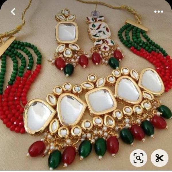 24K Gold Plated Indian Kundan Necklace Set