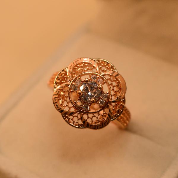 Stylish Unique Design Gold Plated Crystal Stones Ring