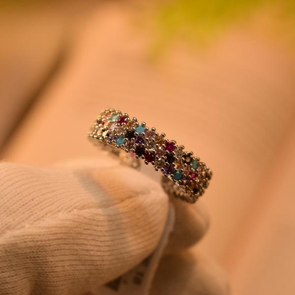 Stylish Unique Design Multi Crystal Stones Ring