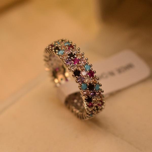 Stylish Unique Design Multi Crystal Stones Ring