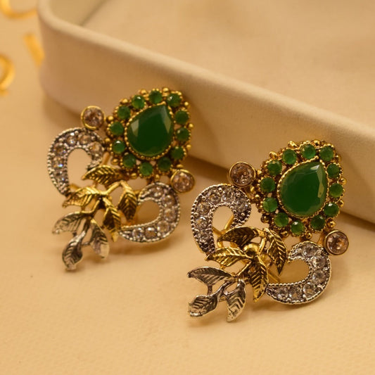 Unique Design Real  Stone Gold Plated Earrings