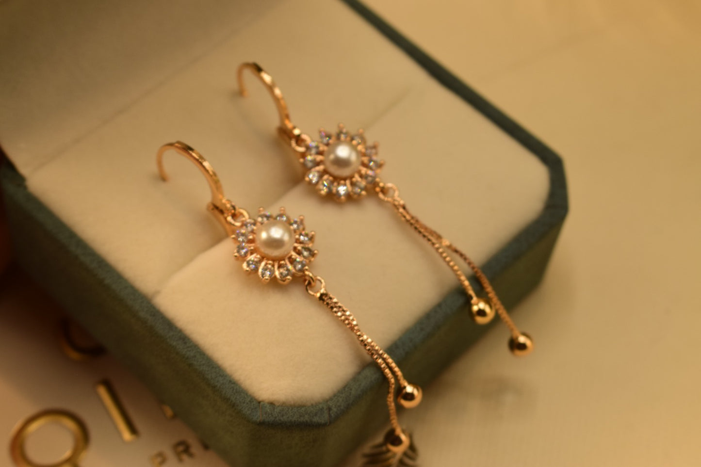 Unique Design Real Stone Gold Plated Earrings