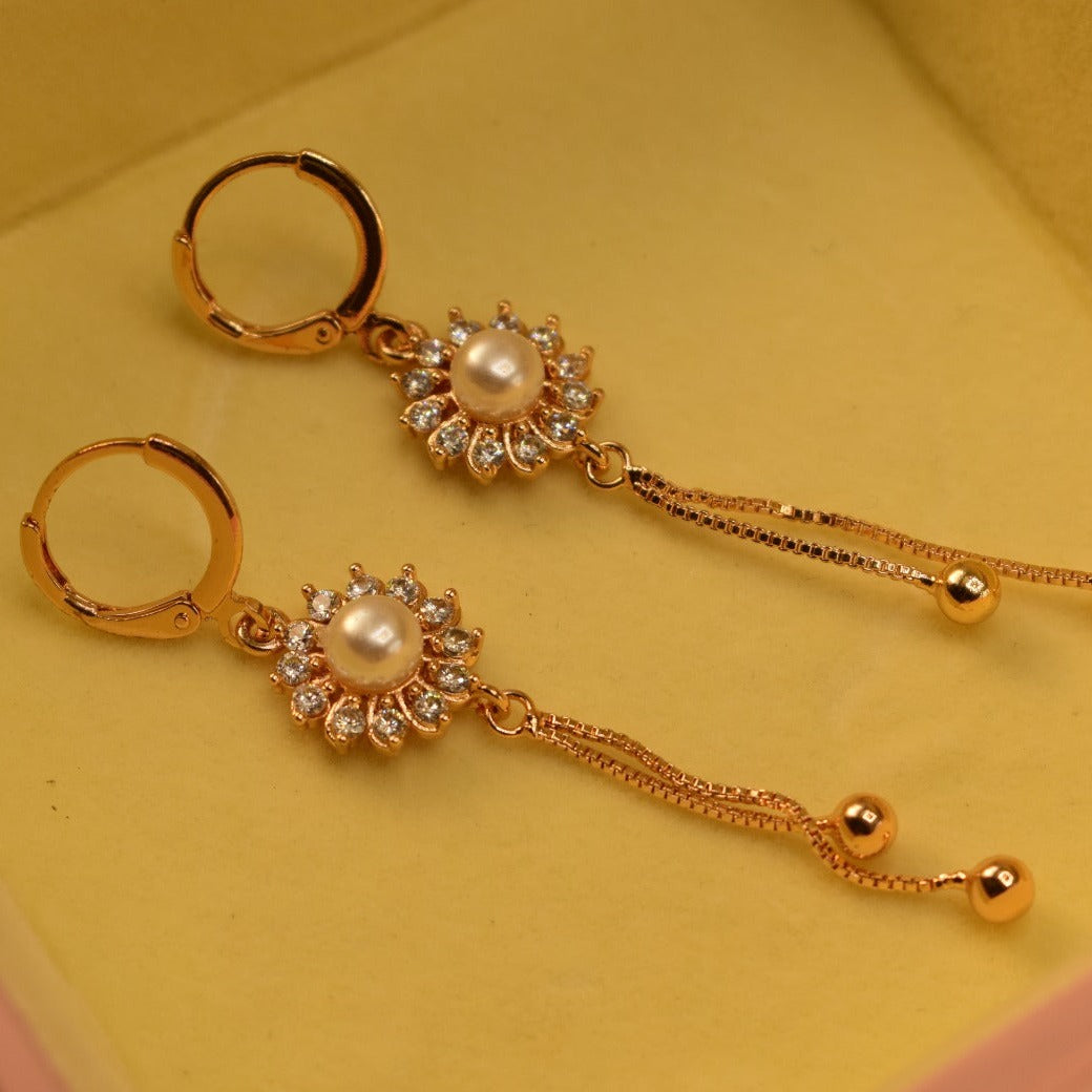 Unique Design Real Stone Gold Plated Earrings