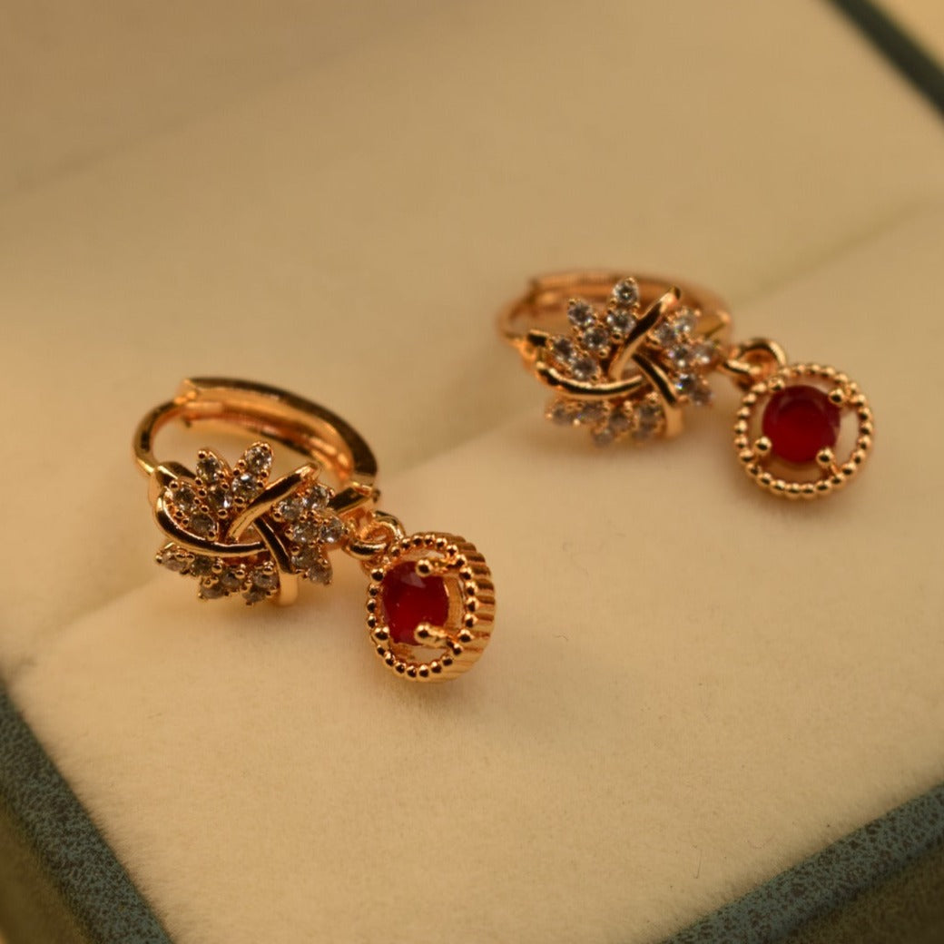 Unique Design Real Stone Gold Plated Earrings