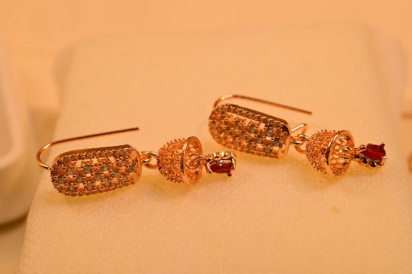 Unique Design Crystal Stones Gold Plated Earrings