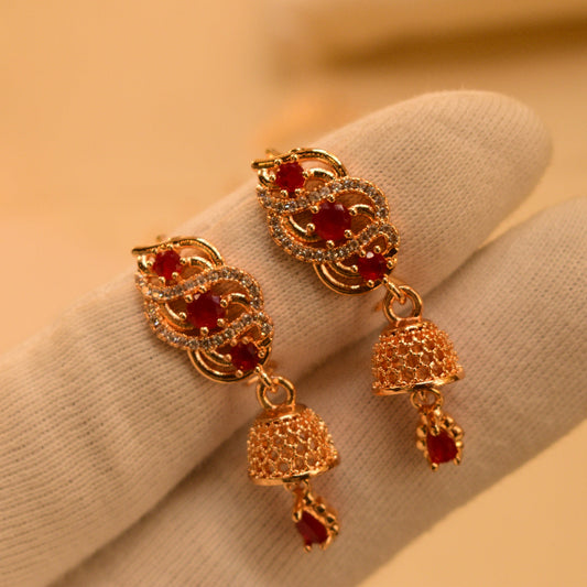 Unique Luminous Design Crystal Stone Gold Plated Earrings