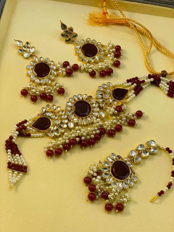 24K Gold Plated Indian Kundan Necklace Set